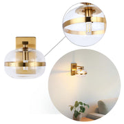 Luxury Brass & Clear Glass Globe Wall Sconce, G9 Dimmable