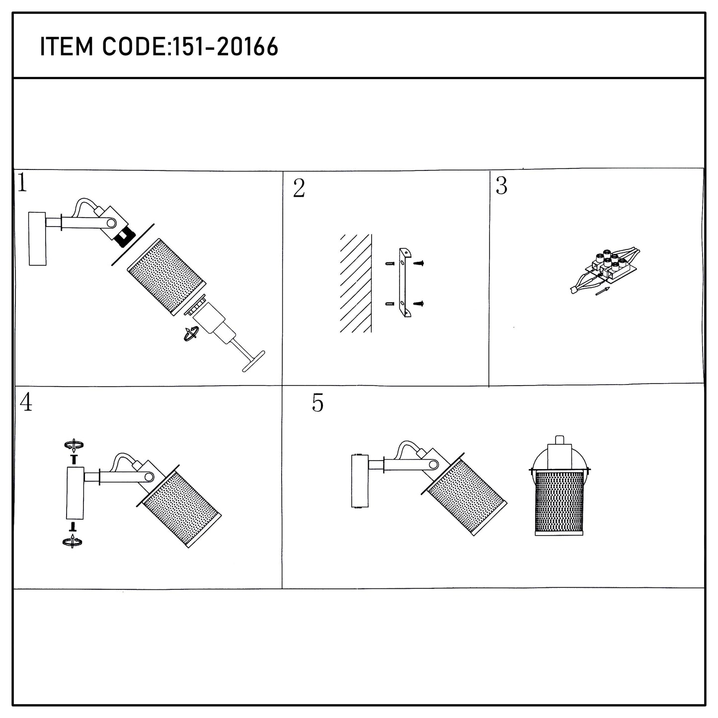 Industrial Black & Antique Brass Mesh Wall Sconce, E14 Dimmable
