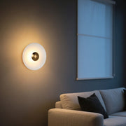 Modern Circular LED Wall Sconce with Gold Accent (White, Pink, Blue), 6W 3000K