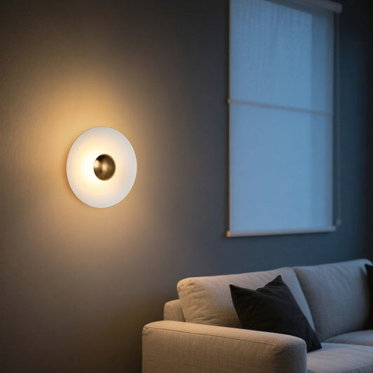 Modern Circular LED Wall Sconce with Gold Accent (White, Pink, Blue), 6W 3000K