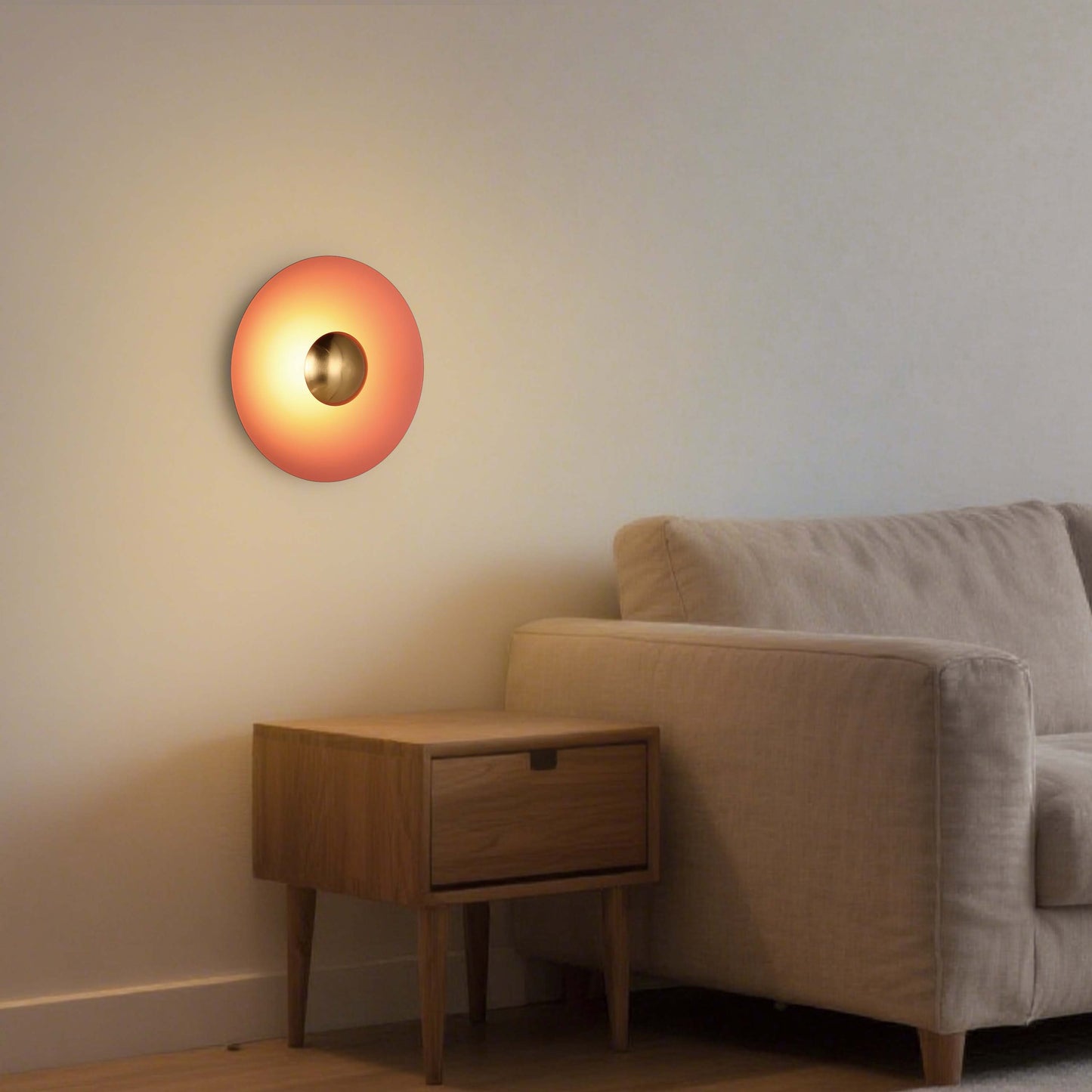 Modern Circular LED Wall Sconce with Gold Accent (White, Pink, Blue), 6W 3000K