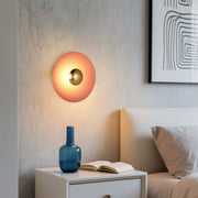 Modern Circular LED Wall Sconce with Gold Accent (White, Pink, Blue), 6W 3000K