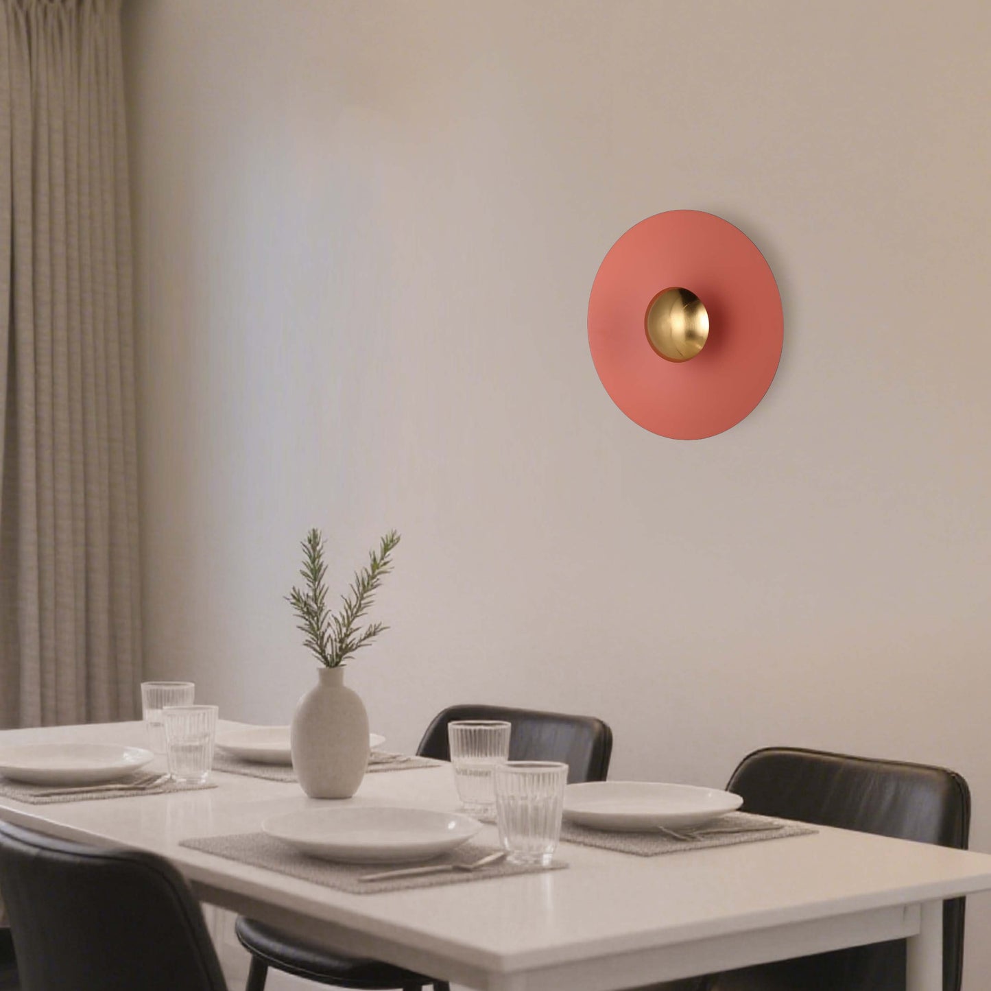 Modern Circular LED Wall Sconce with Gold Accent (White, Pink, Blue), 6W 3000K
