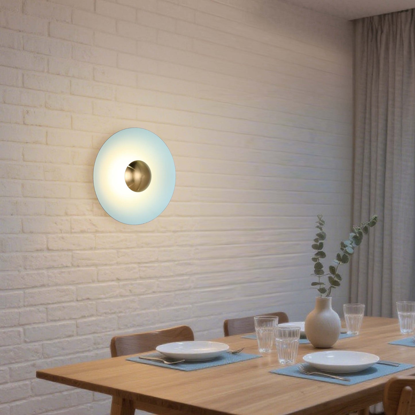 Modern Circular LED Wall Sconce with Gold Accent (White, Pink, Blue), 6W 3000K