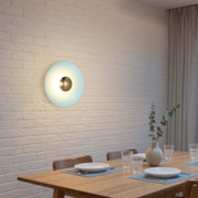 Modern Circular LED Wall Sconce with Gold Accent (White, Pink, Blue), 6W 3000K