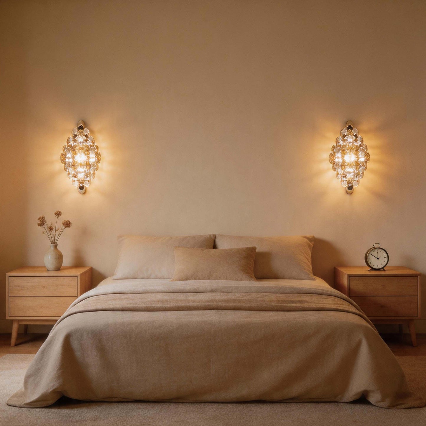 Luxury Gold Crystal Wall Sconce M2158, 4-Light E14