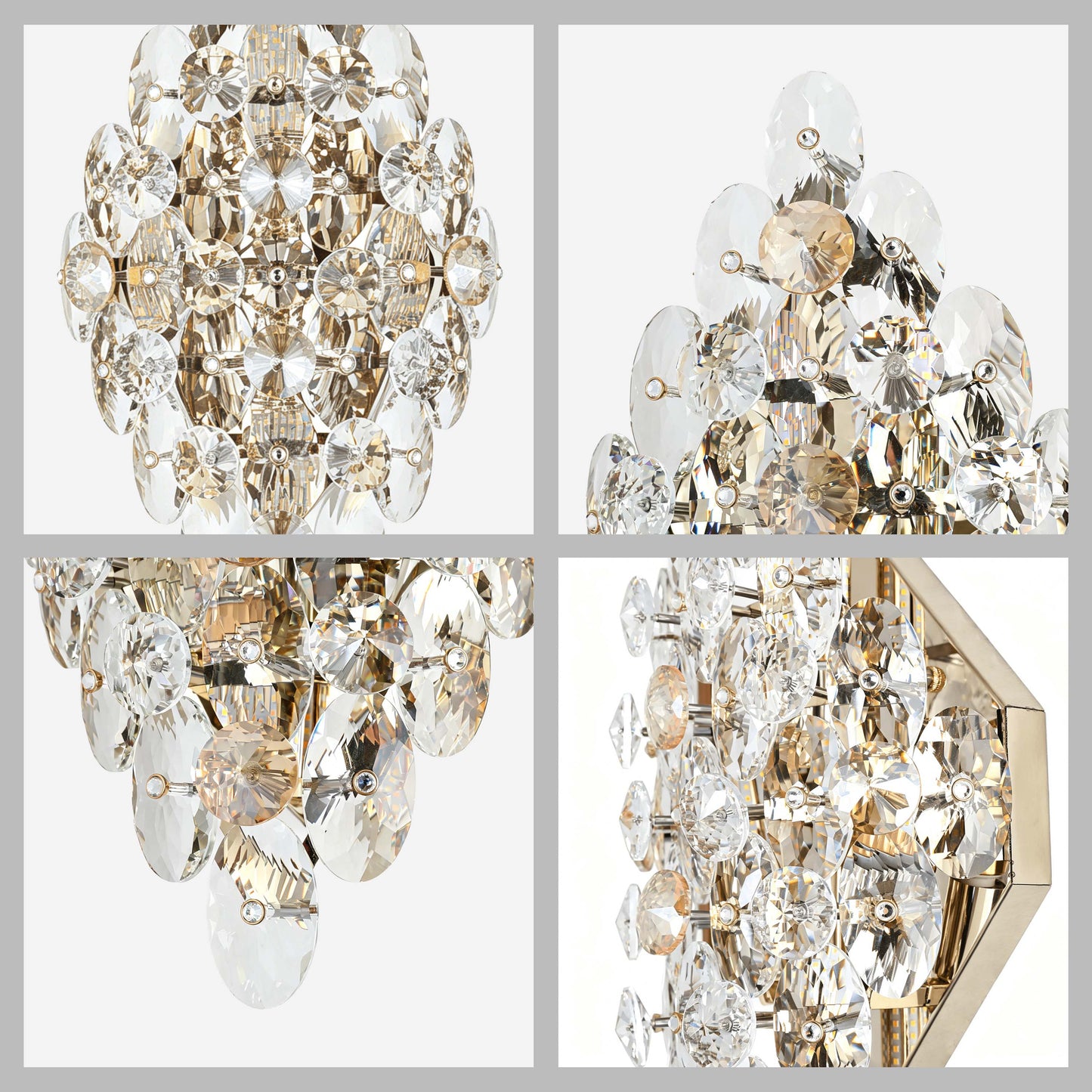 Luxury Gold Crystal Wall Sconce M2158, 4-Light E14