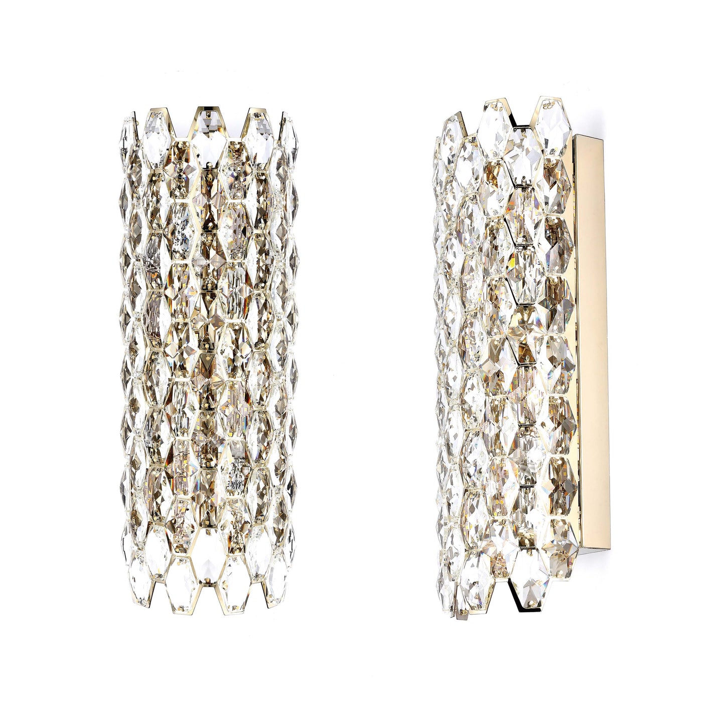 Premium Gold Crystal Deco Wall Sconce, E14 Dimmable