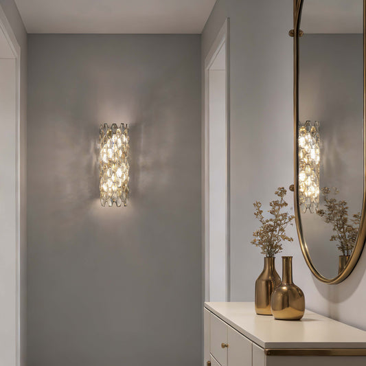 Premium Gold Crystal Deco Wall Sconce, E14 Dimmable