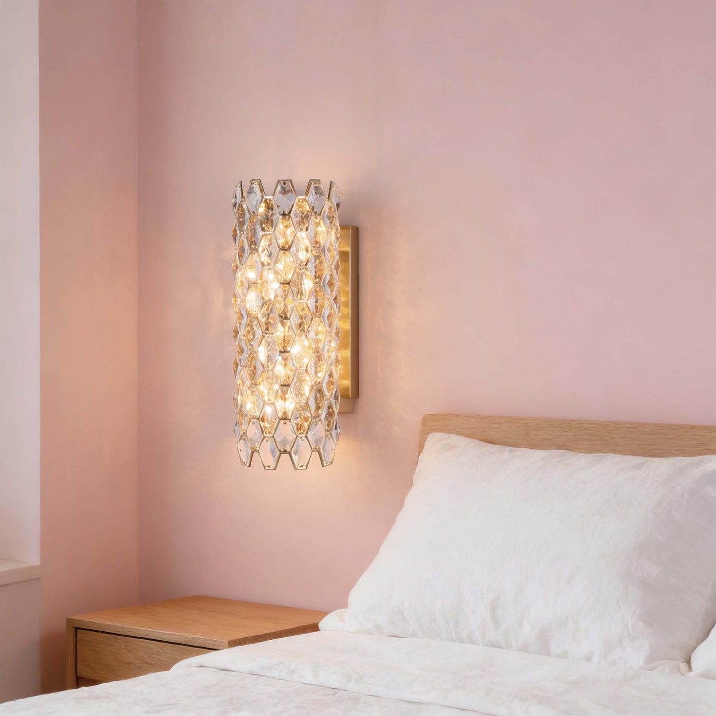 Premium Gold Crystal Deco Wall Sconce, E14 Dimmable