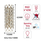 Premium Gold Crystal Deco Wall Sconce, E14 Dimmable
