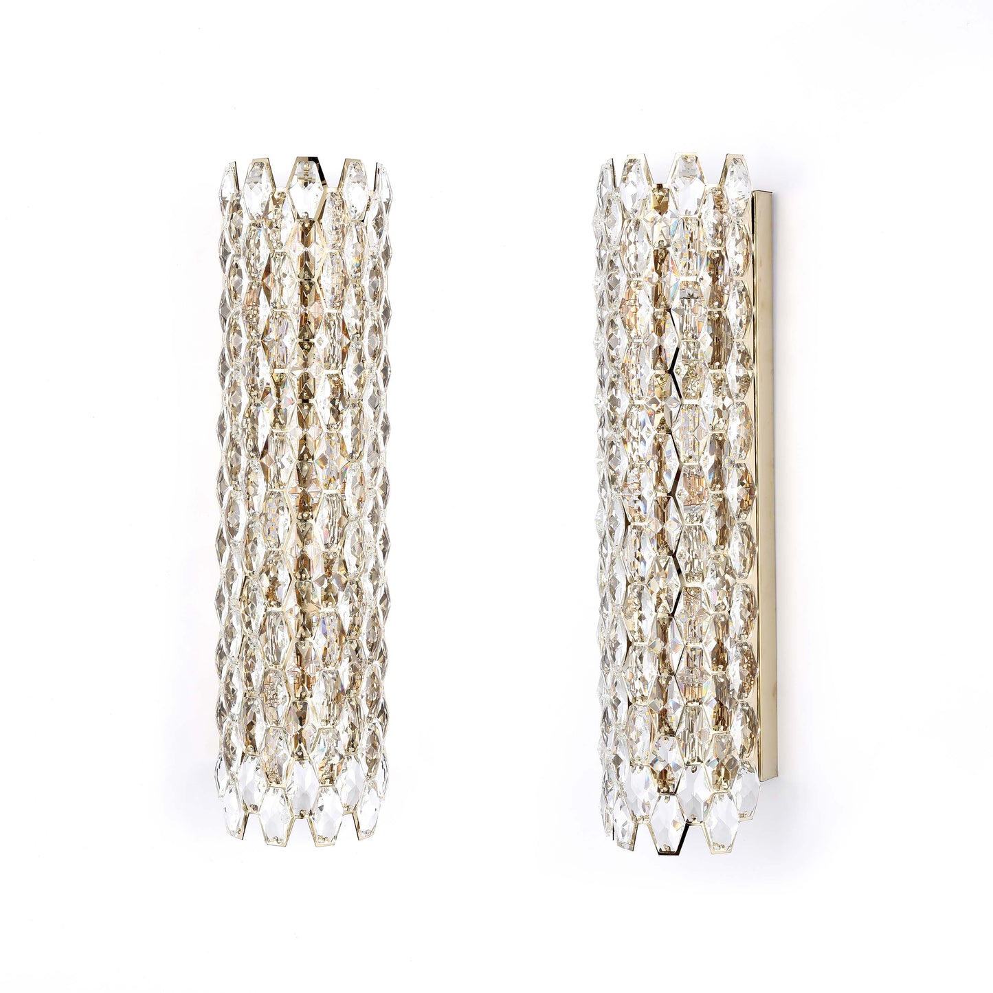 Premium Gold Crystal Deco Wall Sconce, E14 Dimmable
