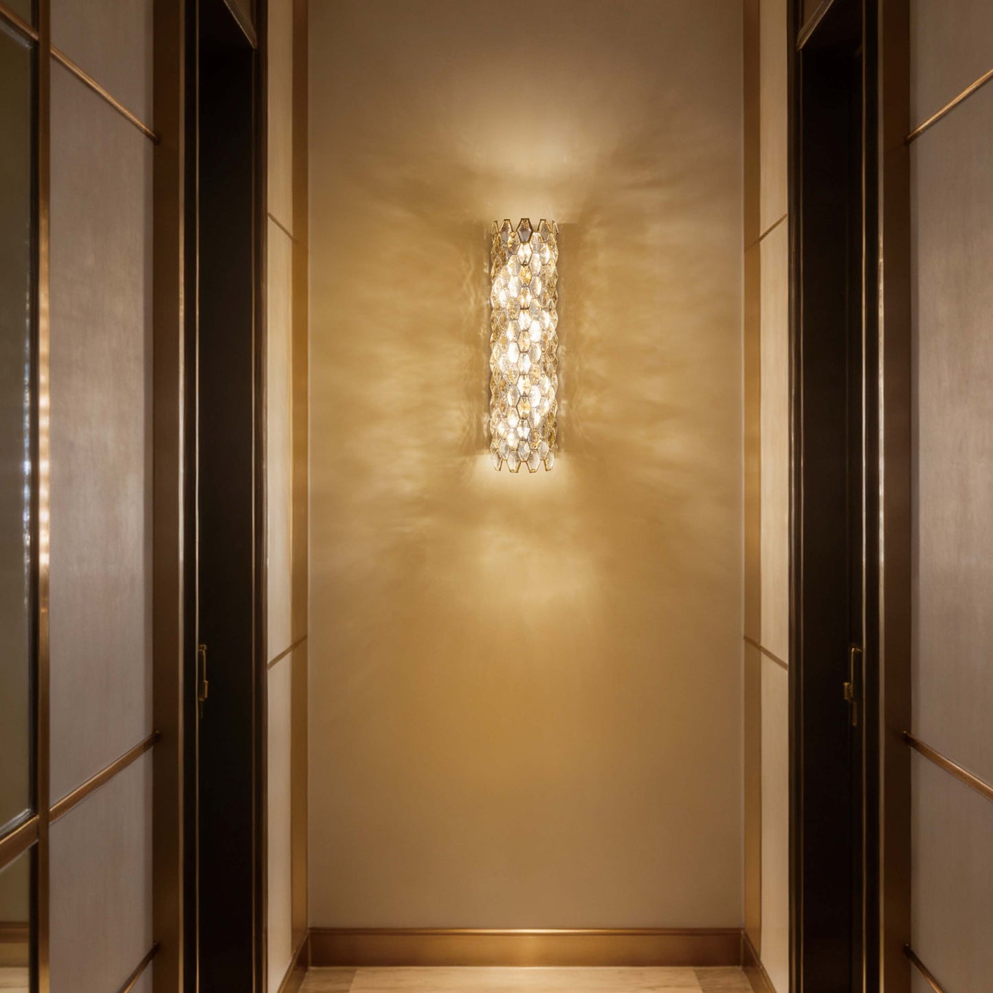 Premium Gold Crystal Deco Wall Sconce, E14 Dimmable