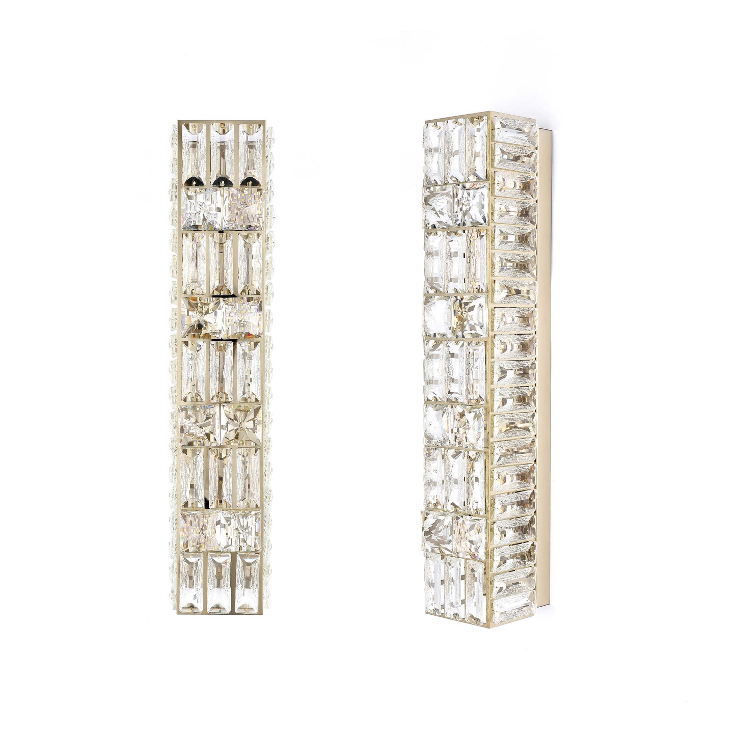 Premium Gold Geometric Crystal Wall Sconce, E14 Dimmable