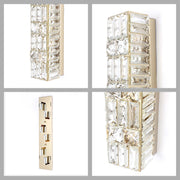 Premium Gold Geometric Crystal Wall Sconce, E14 Dimmable