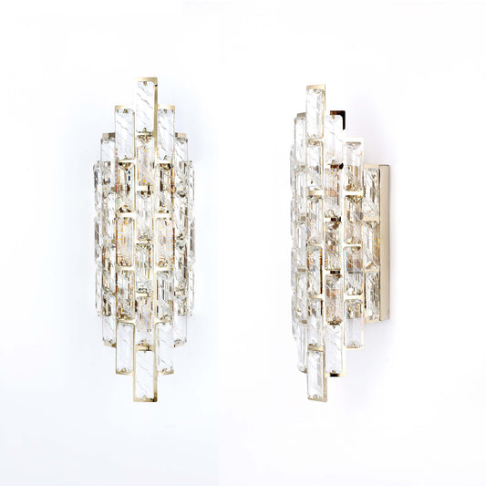 Premium Gold Tiered Crystal Wall Sconce, E14 Dimmable