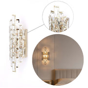 Premium Gold Tiered Crystal Wall Sconce, E14 Dimmable
