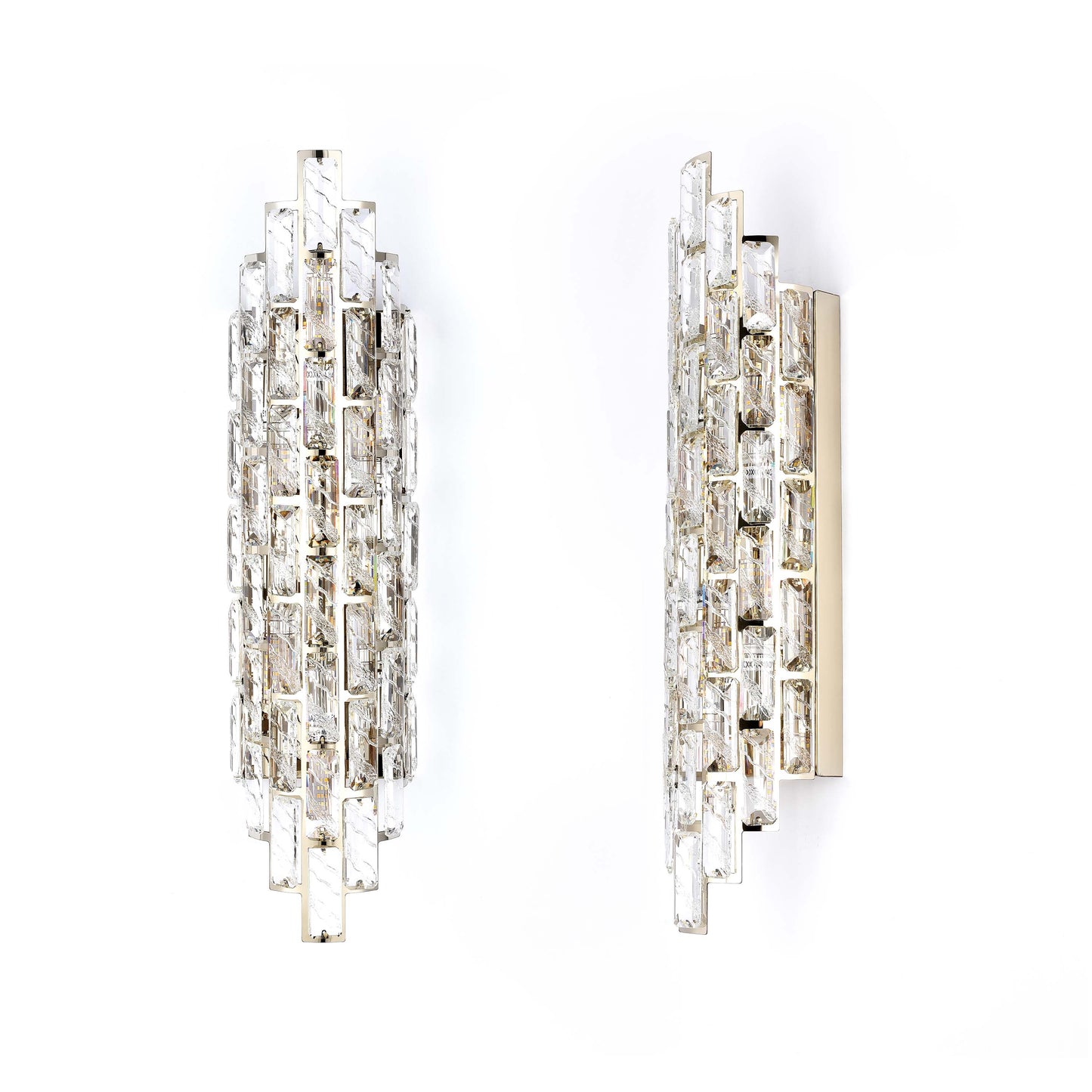 Premium Gold Tiered Crystal Wall Sconce, E14 Dimmable