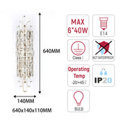 Premium Gold Tiered Crystal Wall Sconce, E14 Dimmable