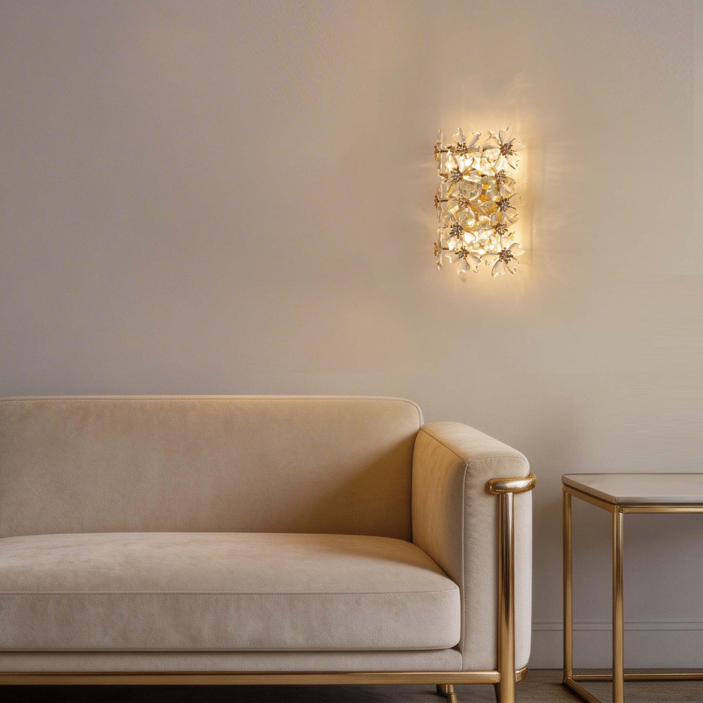 Premium Gold Crystal Deco Wall Sconce, 5-Light E14 Dimmable