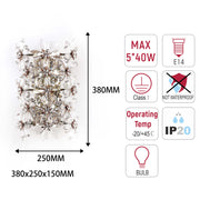 Premium Gold Crystal Deco Wall Sconce, 5-Light E14 Dimmable