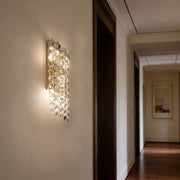 Premium Gold Tall Crystal Wall Sconce, 5-Light E14 Dimmable