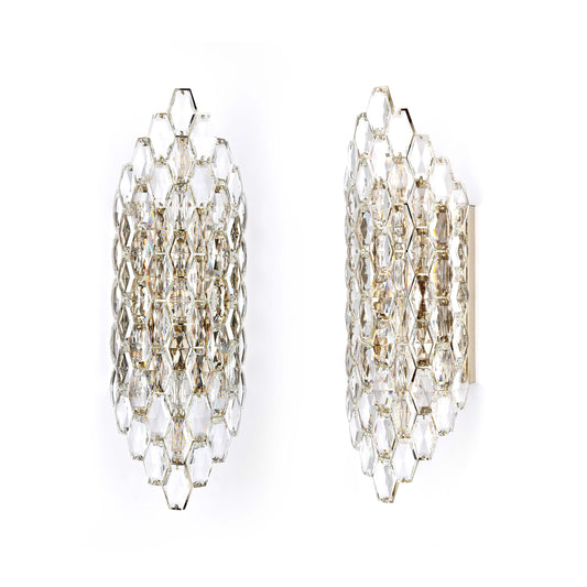 Premium Gold Shield Crystal Wall Sconce, E14 Dimmable