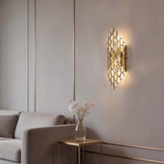 Premium Gold Shield Crystal Wall Sconce, E14 Dimmable