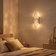 Premium Gold Shield Crystal Wall Sconce, E14 Dimmable