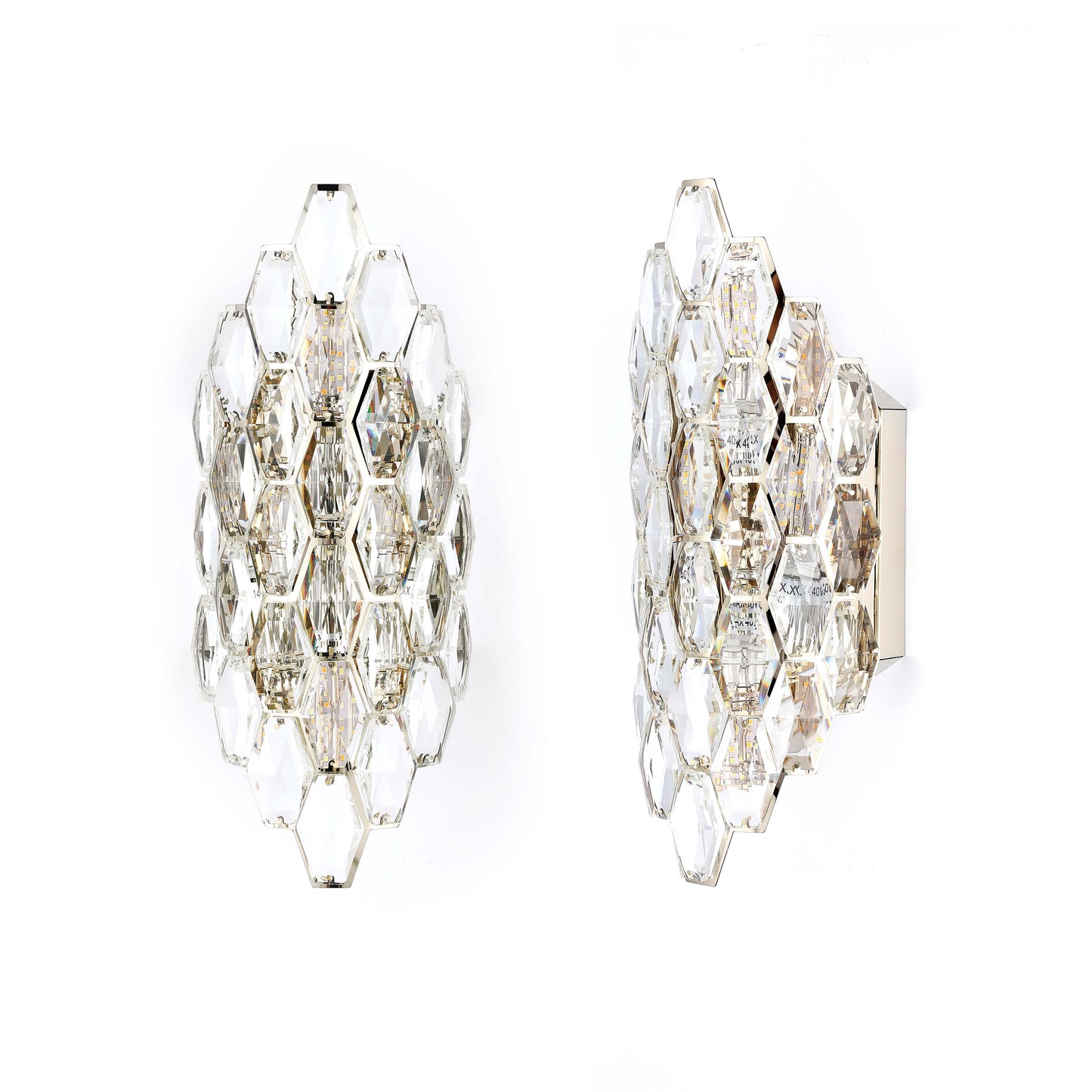 Premium Gold Shield Crystal Wall Sconce, E14 Dimmable