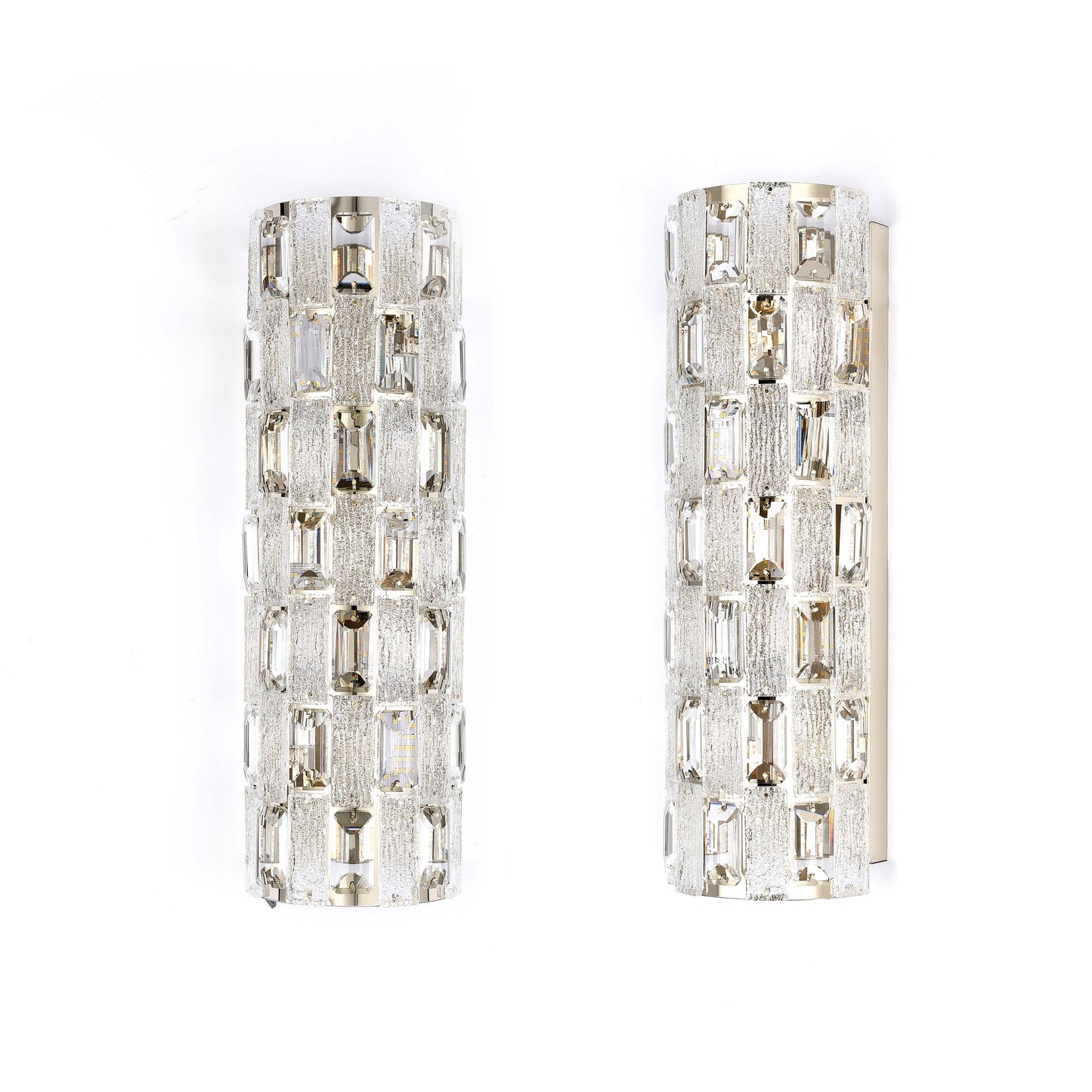 Premium Gold Textured Crystal Wall Sconce, E14 Dimmable