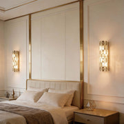 Premium Gold Textured Crystal Wall Sconce, E14 Dimmable