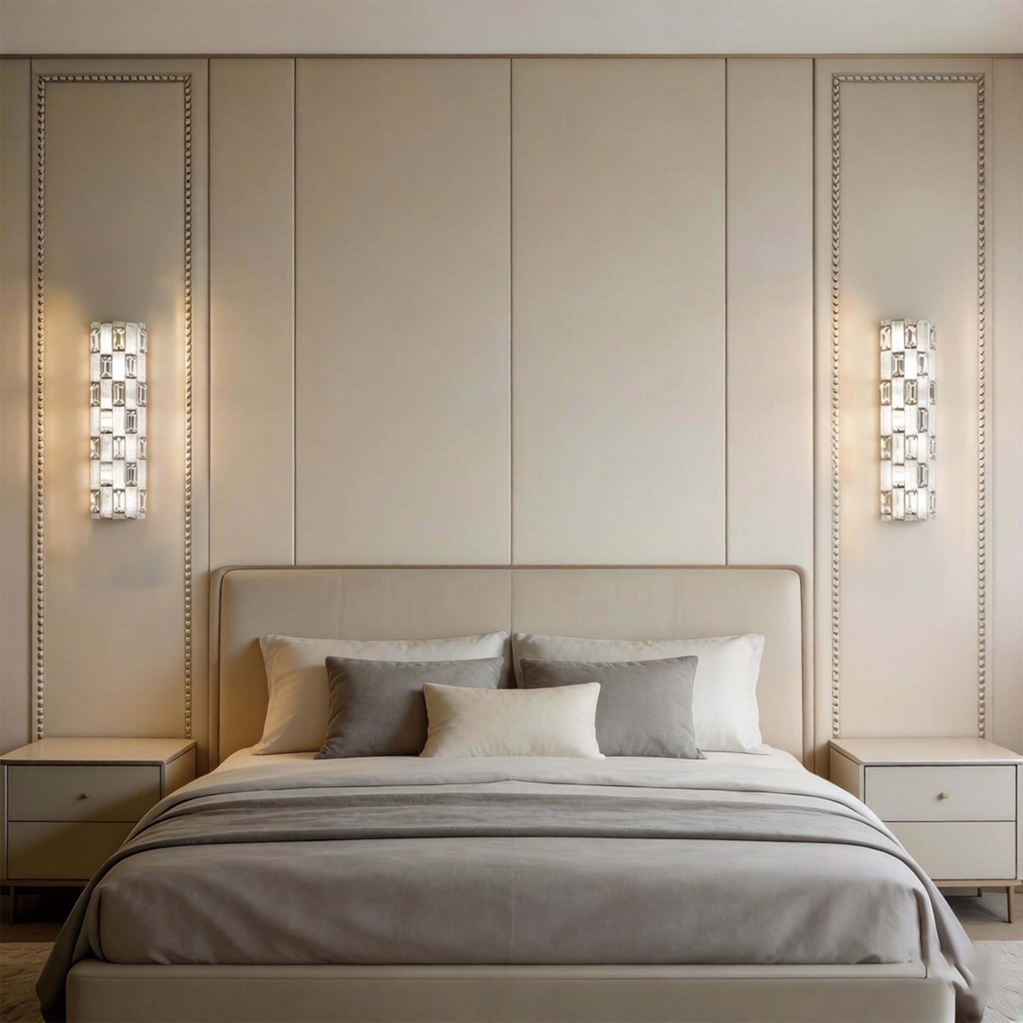 Premium Gold Textured Crystal Wall Sconce, E14 Dimmable