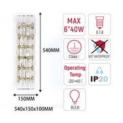 Premium Gold Textured Crystal Wall Sconce, E14 Dimmable