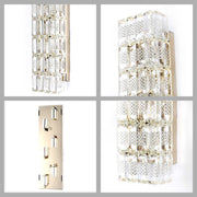 Premium Gold Textured Crystal Wall Sconce, E14 Dimmable