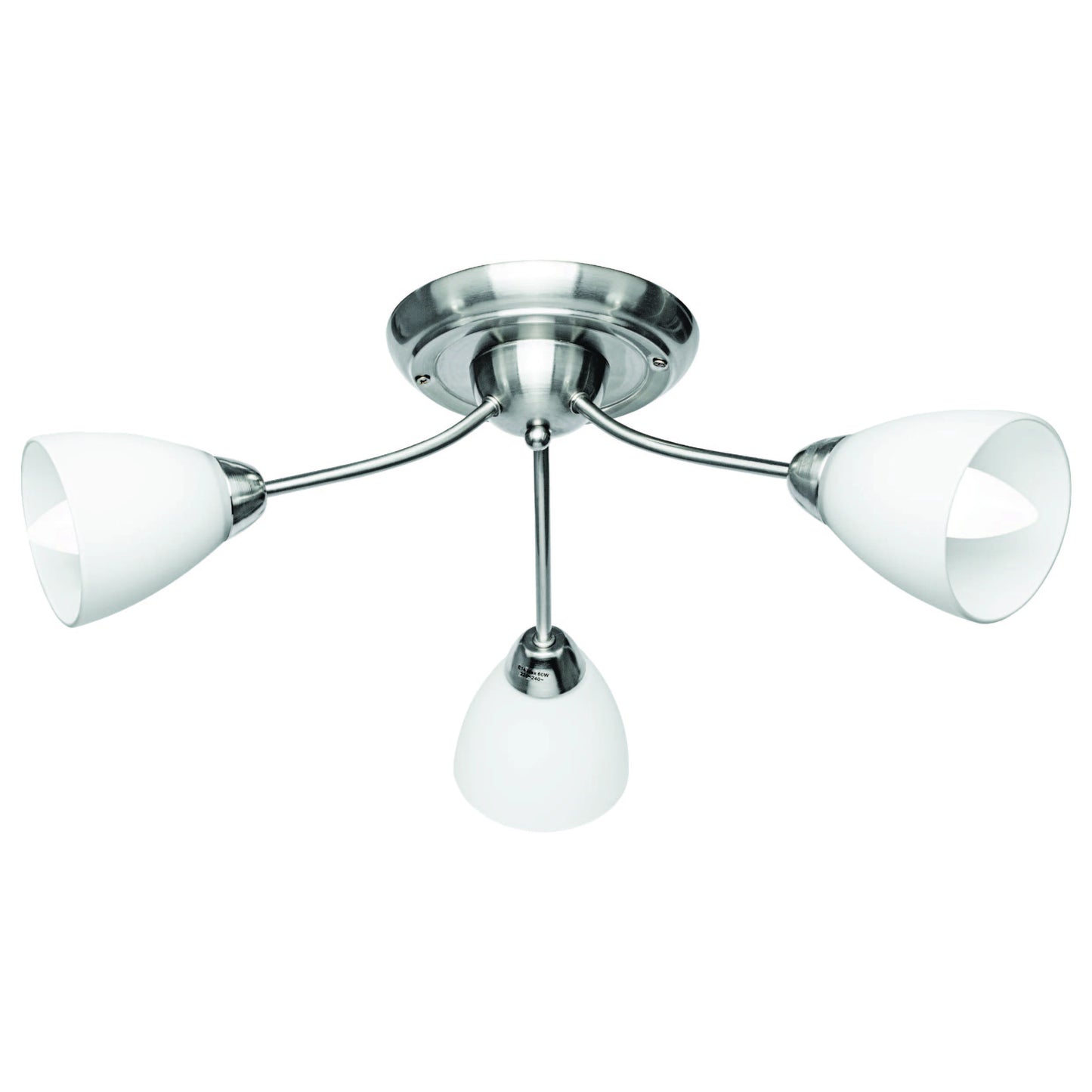 White Glass Chrome Semi-Flush Ceiling Light 3xE27