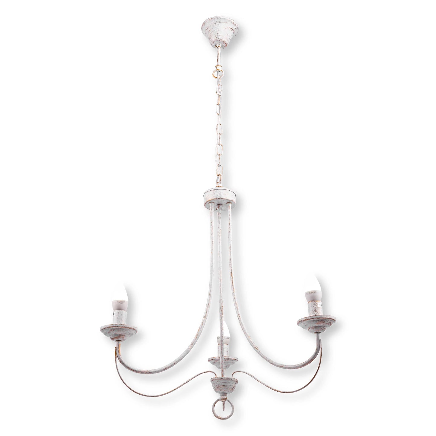 Gold Brushed White Rice Minimalist Arm Candle Ceiling Chandelier Light