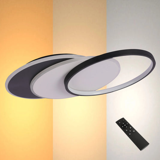 Dimmable CCT Tunable Overlapping Tray LED Ceiling Light with Remote for Bedrooms & Living Rooms