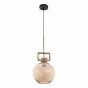 Amber Globe Funnel Dome Glass Gold Metal Body Ceiling Pendant Light