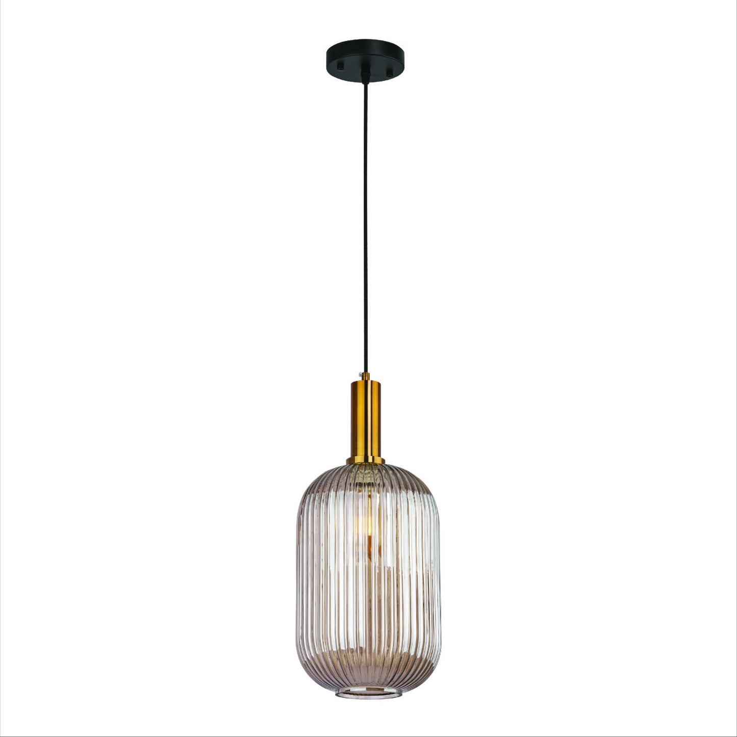 Sawyer Ribbed Fluted Reeded Maloto Lantern Amber Glass Pendant Ceiling Light E27 Gold Bronze Top