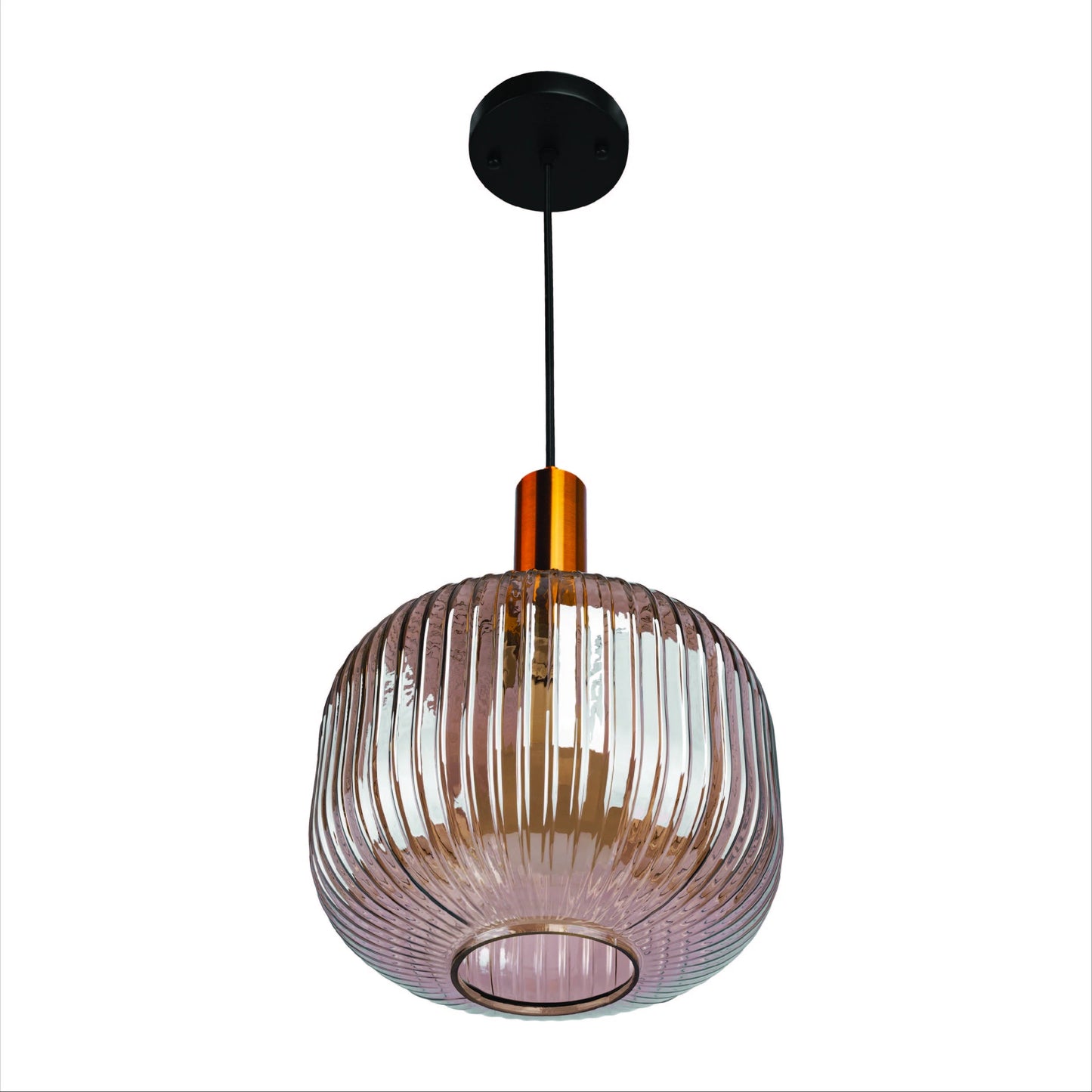 Sawyer Ribbed Fluted Reeded Maloto Lantern Amber Glass Pendant Ceiling Light E27 Gold Bronze Top