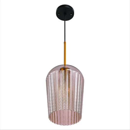 Amber Glass Chevron Schoolhouse Pendant Ceiling Light