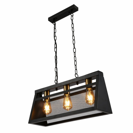 Black Metal Island Chandelier Ceiling Light 3xE27 Fitting