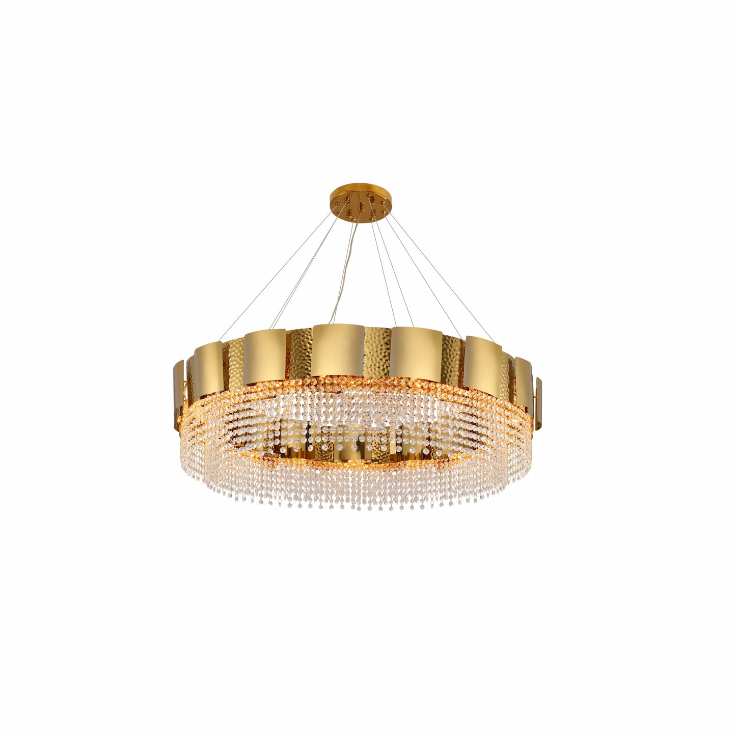 Octagon Crystal Gold Metal Kitchen Island Chandelier Ceiling Light E14