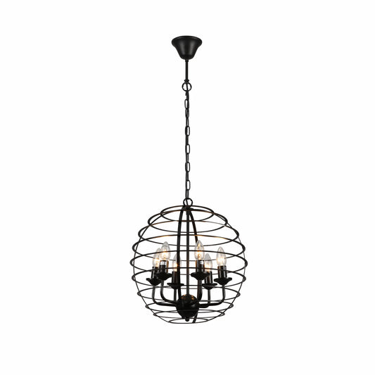 Black Metal Cage Candle Lantern Pendant Ceiling Light E14