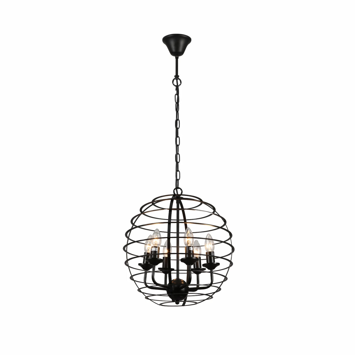 Black Metal Cage Candle Lantern Pendant Ceiling Light E14