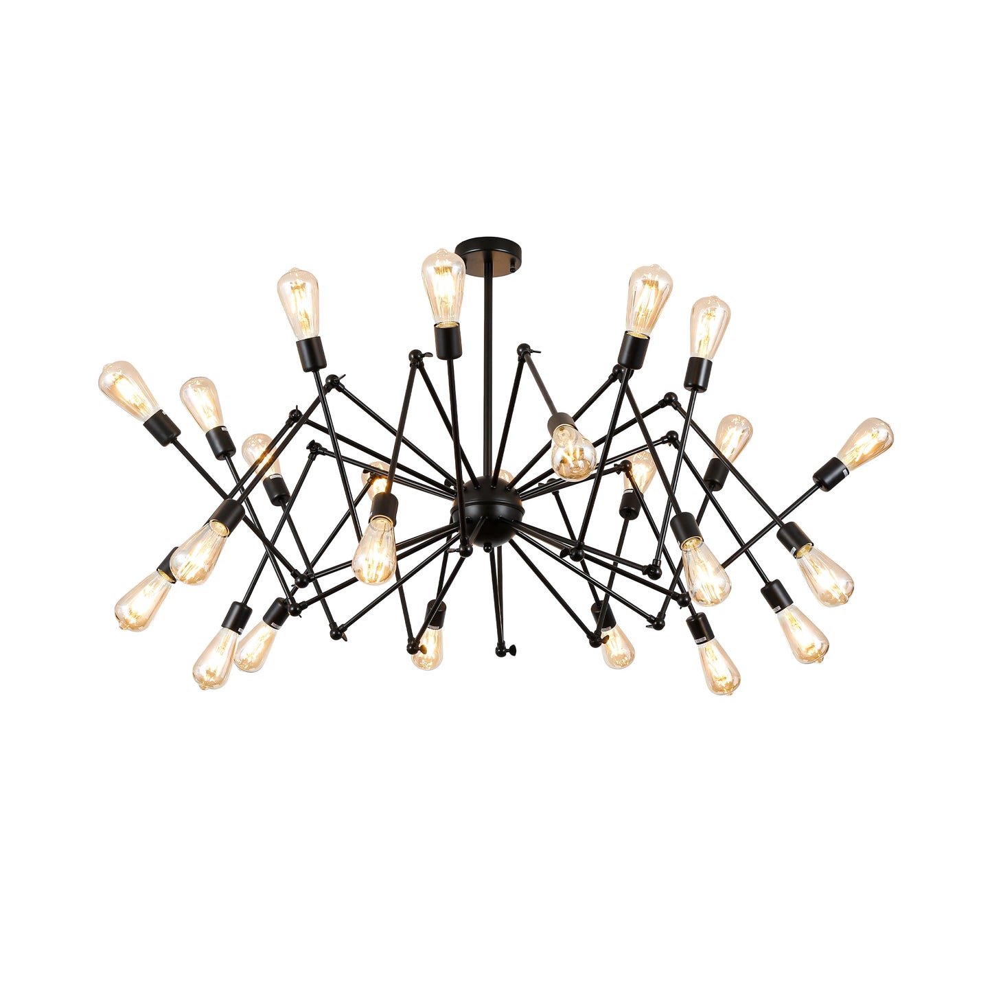 Black Hinged Rod Metal Spider Chandelier Ceiling Light E27 Fittings