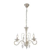 Candle French Mediterranean Leaf Traditional Vintage Gold Patinated White Ceiling Light E14