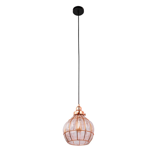 Caged Copper Metal Clear Glass India Dome Schoolhouse Bell Pendant Ceiling Light E27