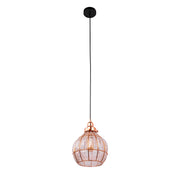 Caged Copper Metal Clear Glass India Dome Schoolhouse Bell Pendant Ceiling Light E27